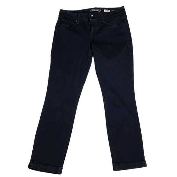 Level 99 Jeans Rolled Denim Crop Black Skinny Straight Size 29P - Picture 1 of 9